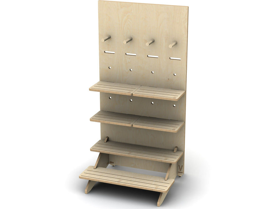 Table Top System by Shelf Retail Board Vertical Display Peg and Ledge